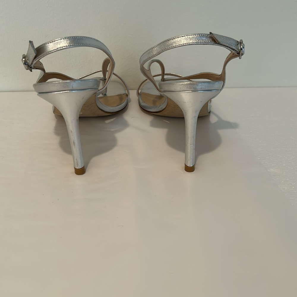 New Stuart Weitzman Silver Strappy Heels Size 9, Style code SB052. - Picture 7 of 9
